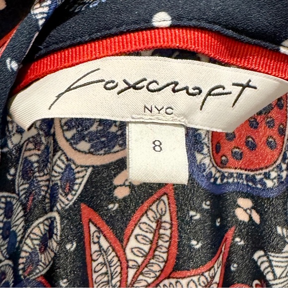 NWOT Foxcroft Red, White & Blue Paisley Collared Shirt Dress | Long Sleeves (8) - Picture 16 of 16